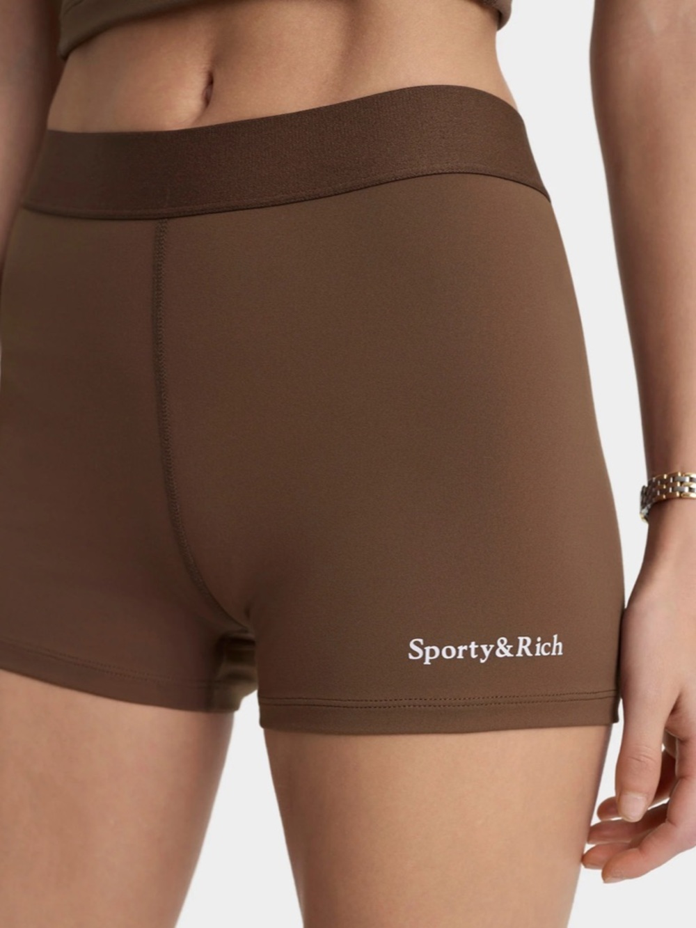 Sporty & Rich Serif Logo Active Short - Toffee/White - NWT